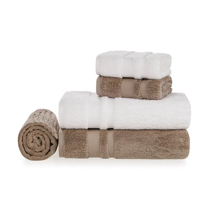 Bath Set 5 Pieces 100% Turkish Cotton White/Legno