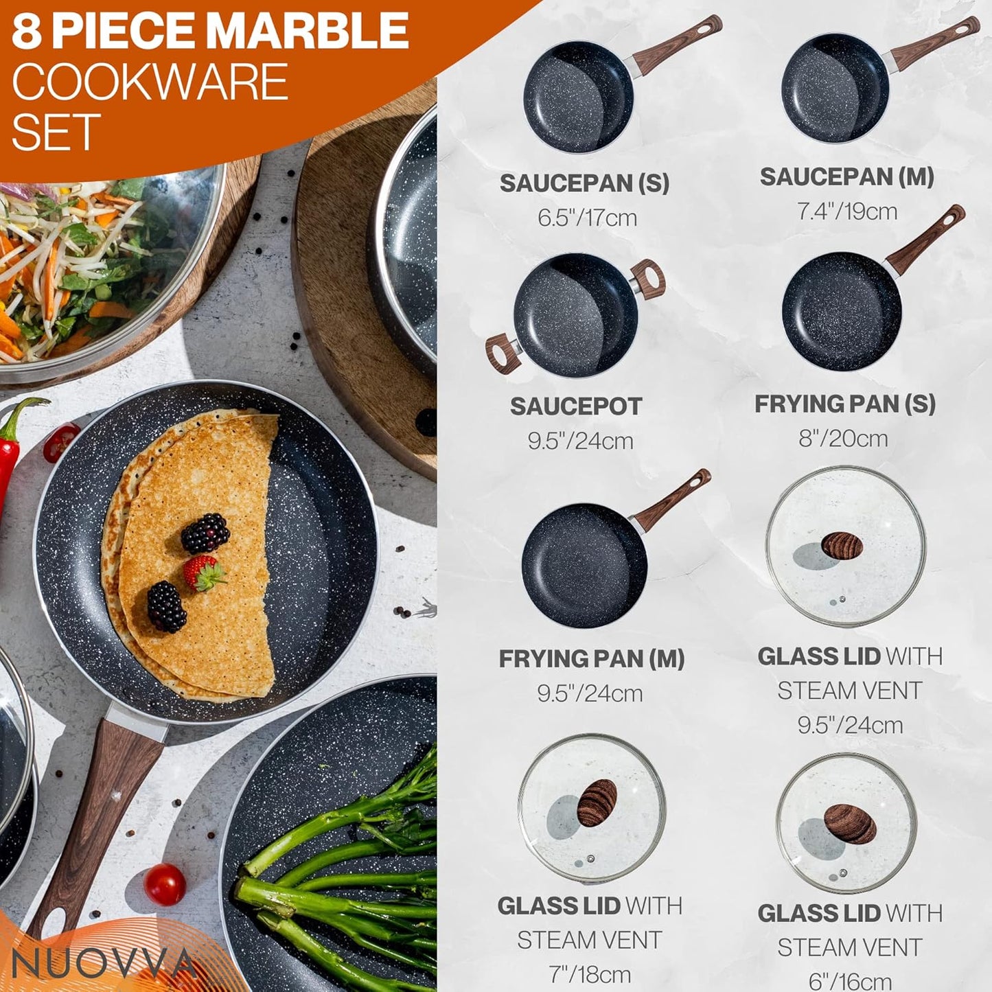 🍳 Non-Stick Pots & Pans Set – 8-Piece Cookware Collection